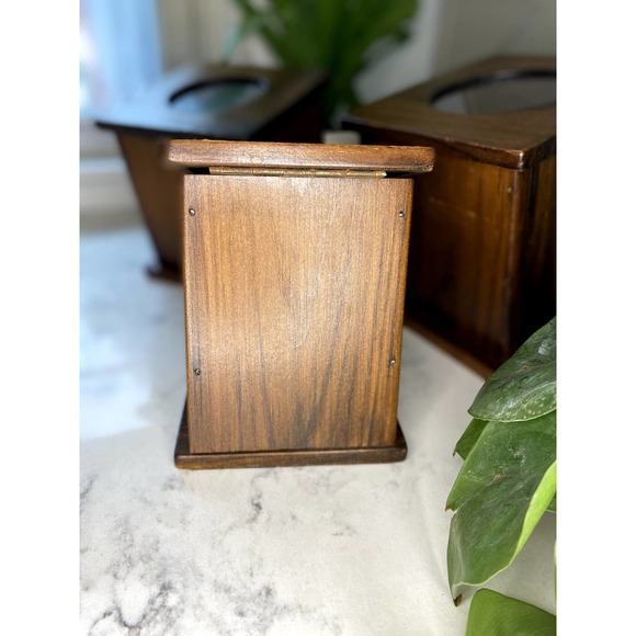 Rare One of a Kind Vintage Wooden Nesting Canisters with Acrylic Top - Set of 3 - Picture 7 of 13